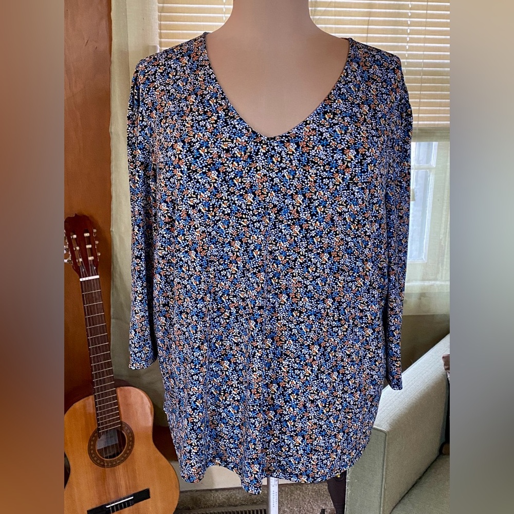 Adrianna Papell Floral Blouse (Size 2X)